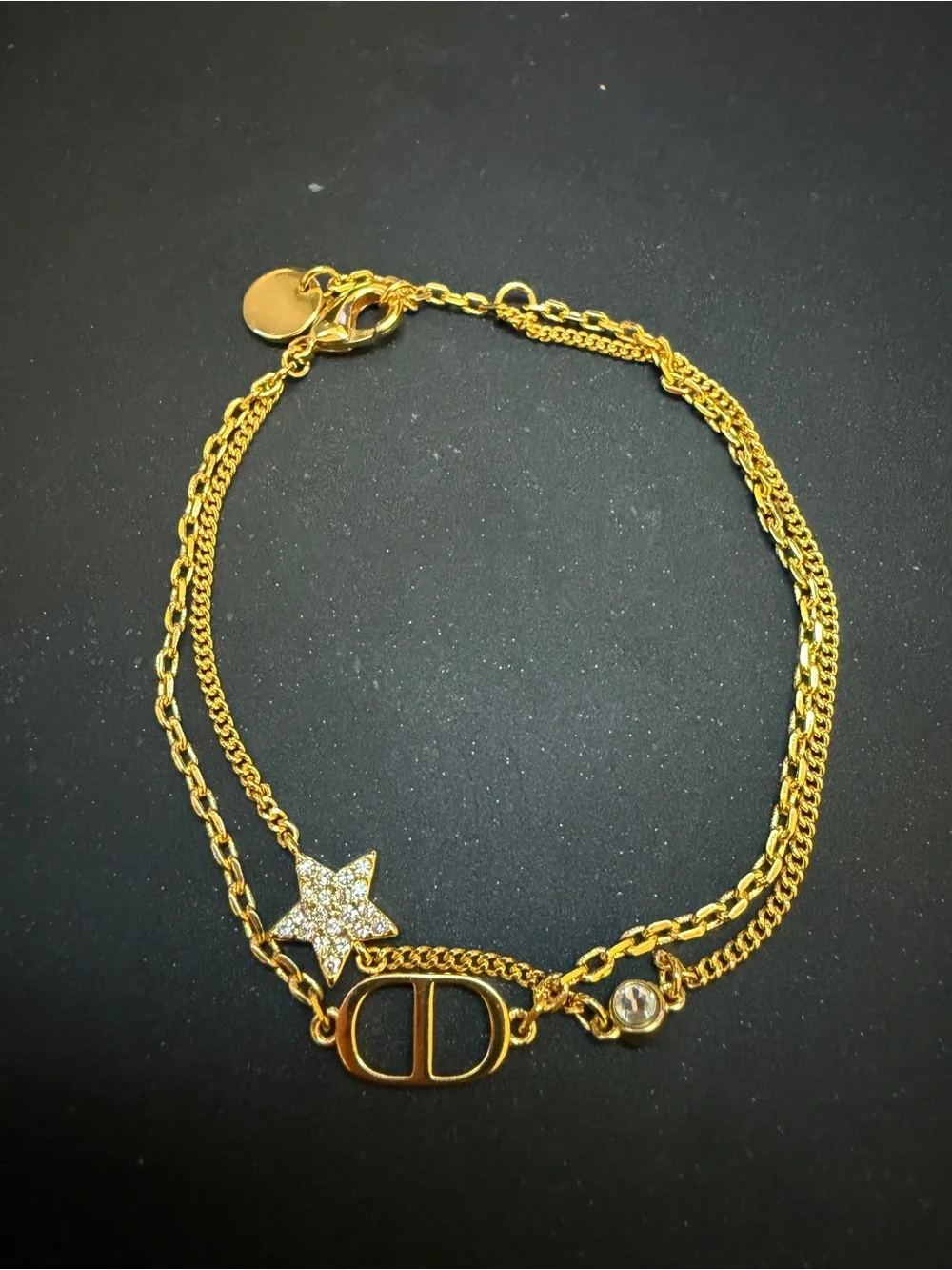 BRAND NEW Gold-Tone Star & Logo Delicate Bracelet